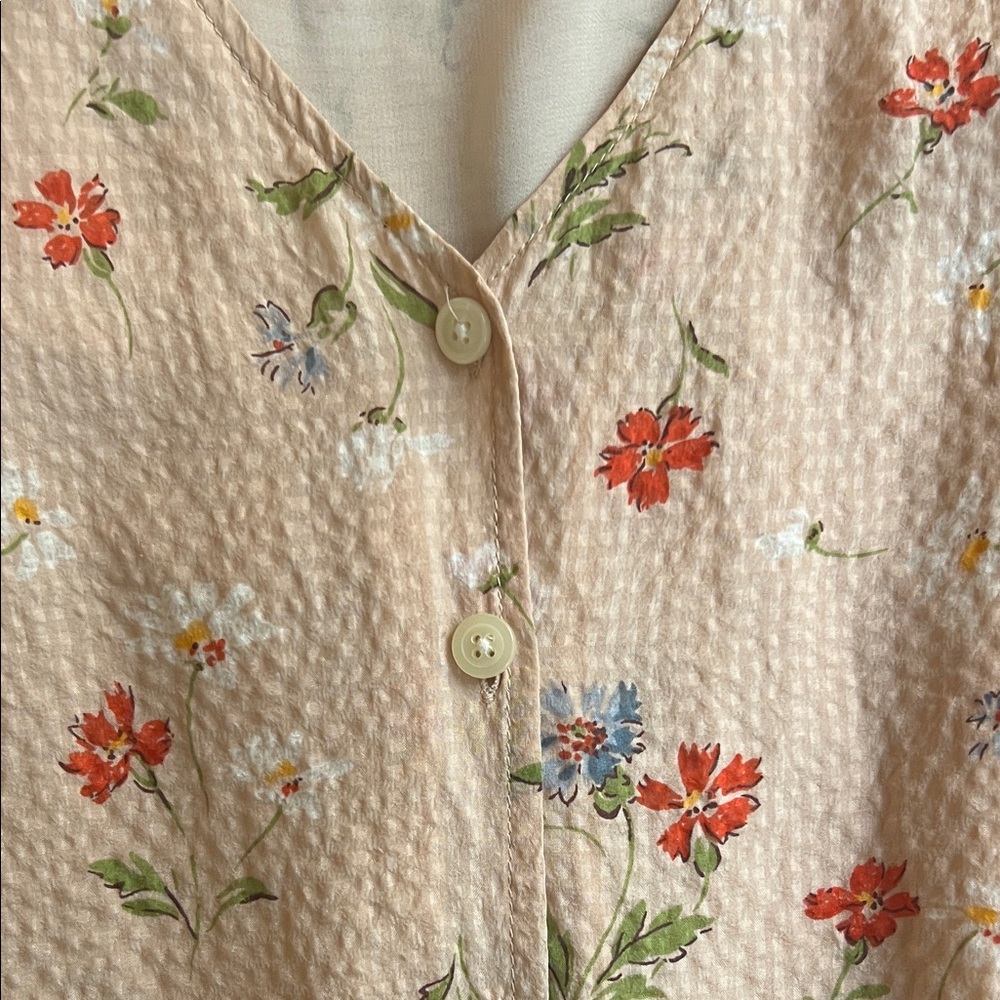 MADEWELL 🌸 Floral Button-Up Blouse in Light pink/beige Sz S - Picture 6 of 7